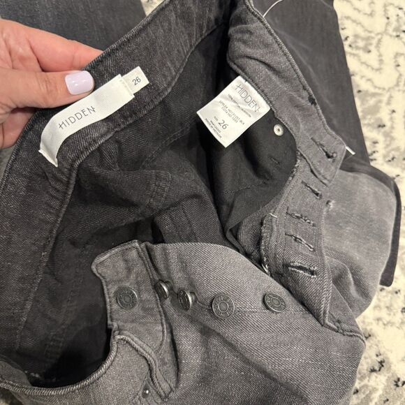 Hidden Tracey High Rise Straight Distressed Jeans Gray Black NWT Size 24 - Picture 8 of 9